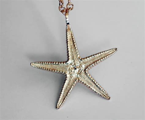 Large Solid Gold And Diamond Starfish Necklace Ready To Ship