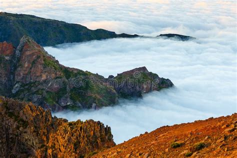 Sunset Over The Mountains Madeira Island Stock Photo Image Of Heaven