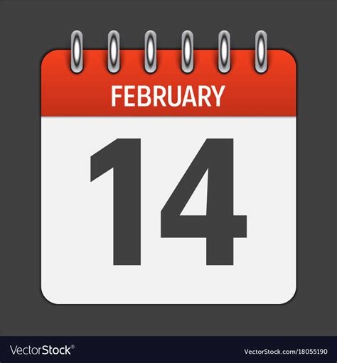 February 14 Calendar Daily Icon Royalty Free Vector Image
