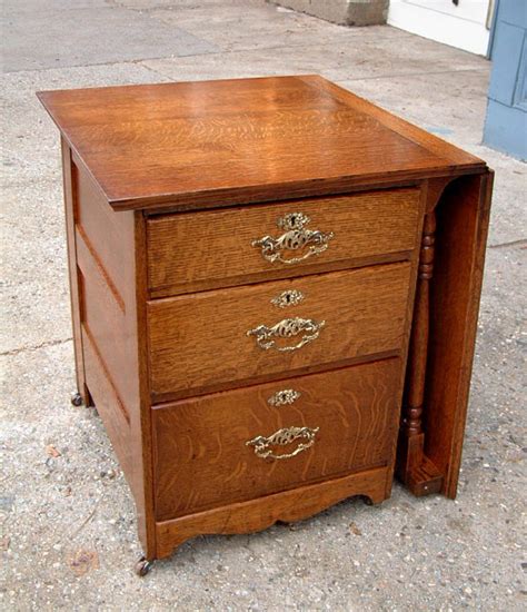 Antique Victorian Larkin Oak Sewing Table