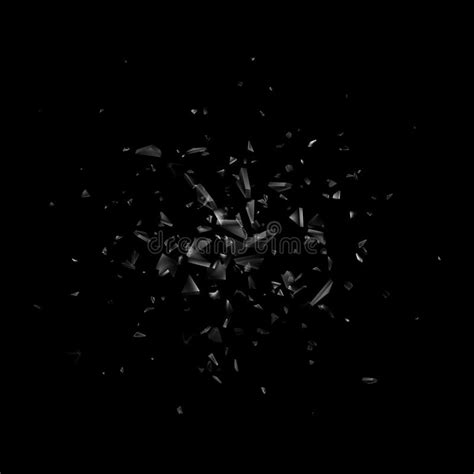 Broken Shatter Glass Isolated On Black Background Abstract Explosion