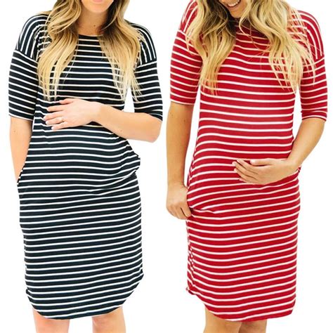 buy summer maternity dresses maternity pregnant half sleeve striped sheath