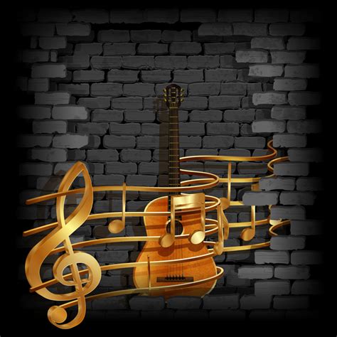 Free background music for personal use and production purposes. Stone brick wall frame guitar music background vector ...