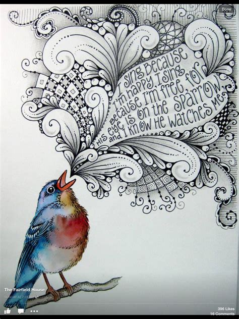 I Sing Because I Am Happy Zentangle Art Bird Art Art Journal