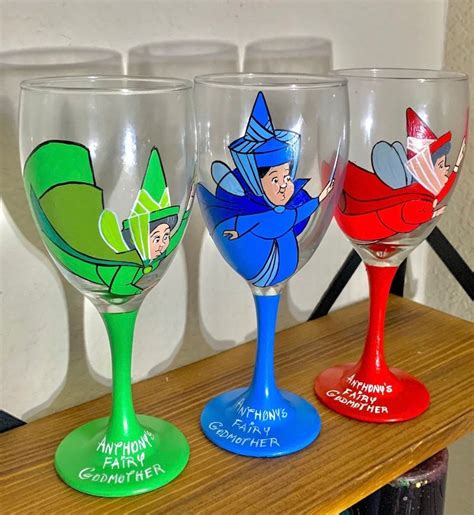 3 Hand Painted Wine Glasses Your Characters Of Choice Etsy Custom