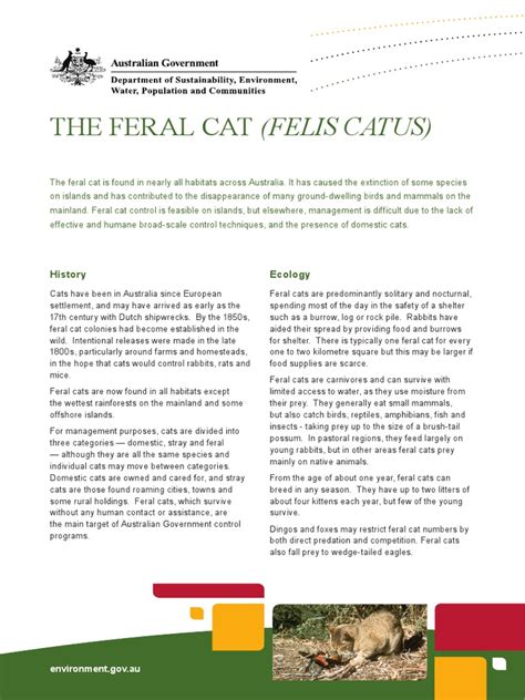 The Feral Cat Felis Catus History Ecology Pdf Cats Australia