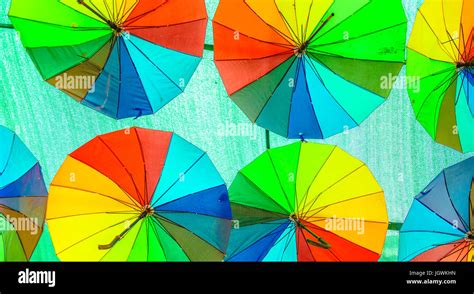 Colorful Hanging Umbrellas Above The Street Stock Photo Alamy