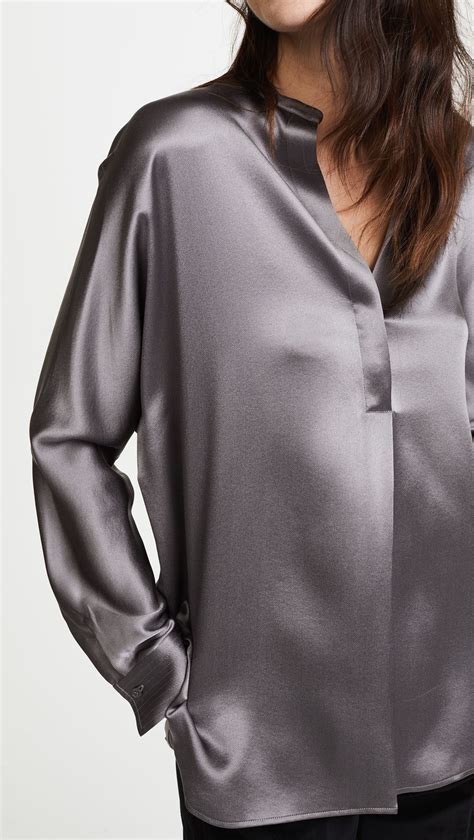 A Sleek Silk Dark Silver Blouse Classic And Simple 1000 Silk