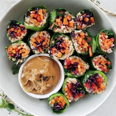 See more ideas about food network recipes, recipes, food. Collard Green Wraps with Peanut Sauce - The Hint of Rosemary | Recipe in 2020 | Collard green ...