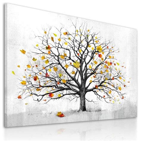 Tree Print On Canvas Art Autumn Tree On Canvas Abstract Tree Etsy