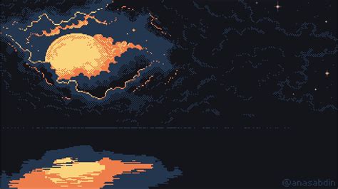 Sky And River In The Night Pixel Live Wallpaper Moewalls