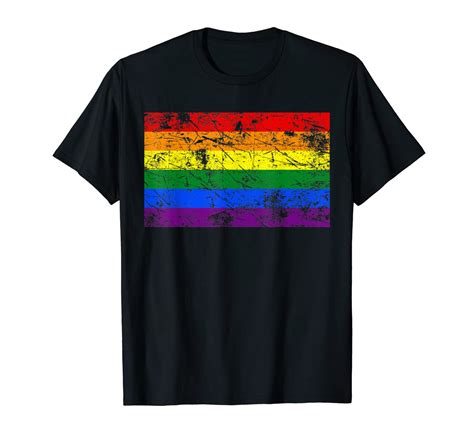 Pride Rainbow Flag Lgbt Gay Lesbian Vintage T Shirt Amazon Co Uk Clothing