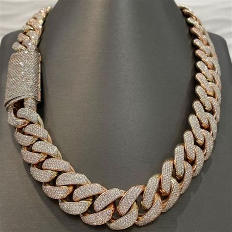 12mm Moissanite Monaco Cuban Link Chain Necklace In 925 Etsy Canada