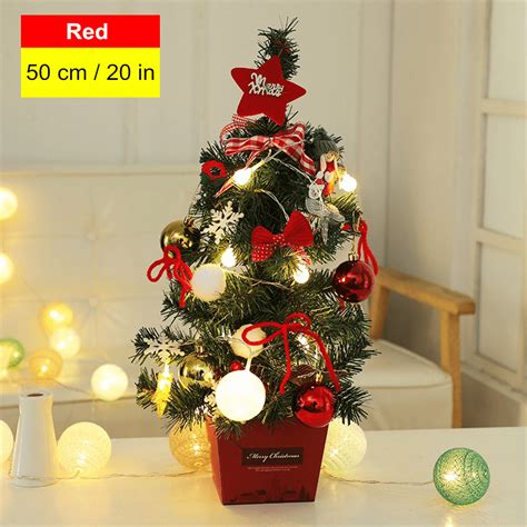 Mini Christmas Tree Desktop With Lights 50cm Golden And Red Christmas