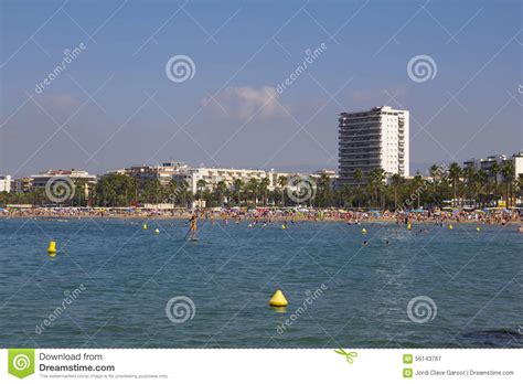 Crowded Beach In Salou, Spain Stock Image - Image of salou, tanning: 56143767