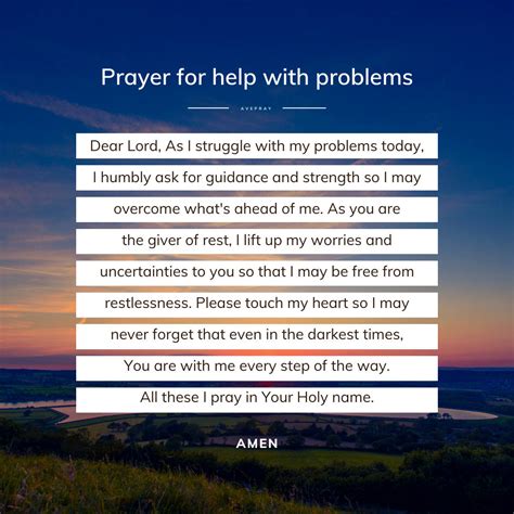 Prayer For Help With Problems Im Currently Facing Avepray