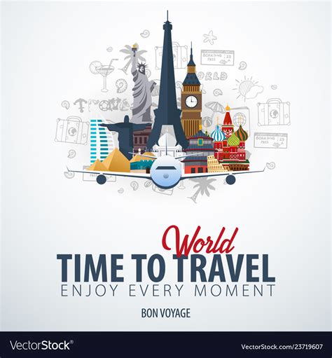 Travel Around The World Time To Banner Royalty Free Vector