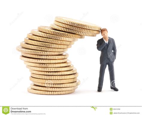 Businessman And Stack Of Coins Stock Photo Image Of Corporate Money