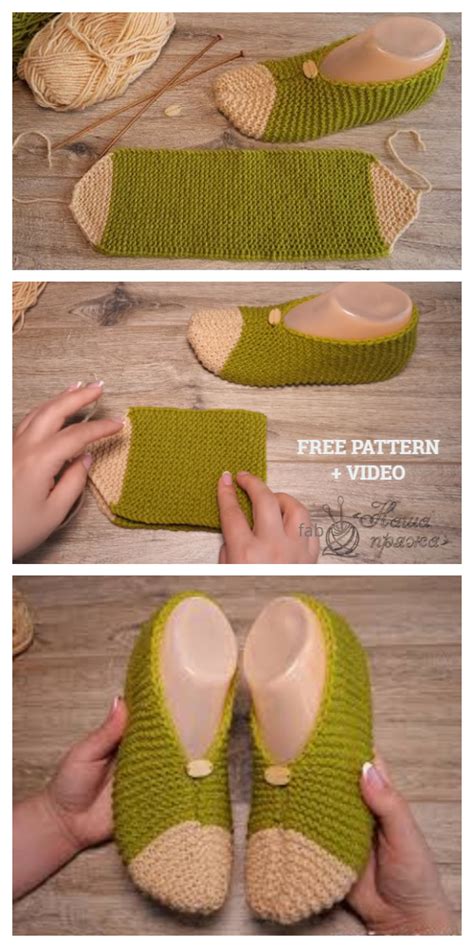 Easy Knit One Piece Slippers Free Knitting Pattern Video Knitting Pattern
