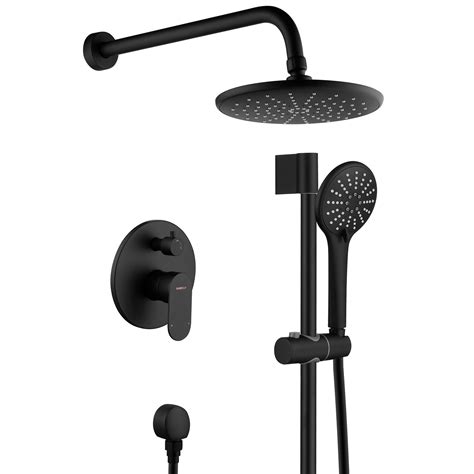 Buy Gabrylly Matte Black Shower System Wall Ed Slide Bar Shower Faucet Set Complete For