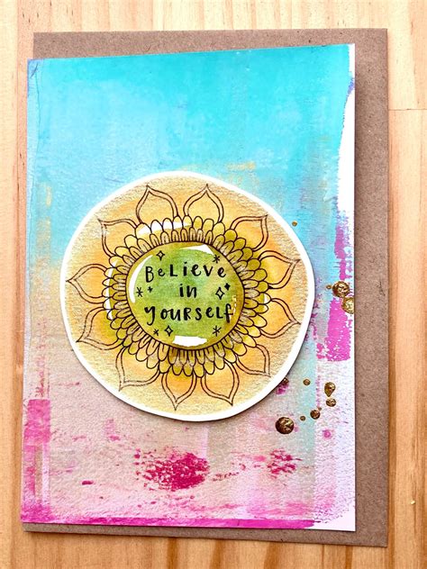 Mixed Media Art Greeting Card Believe In Yourself Mandala Etsy