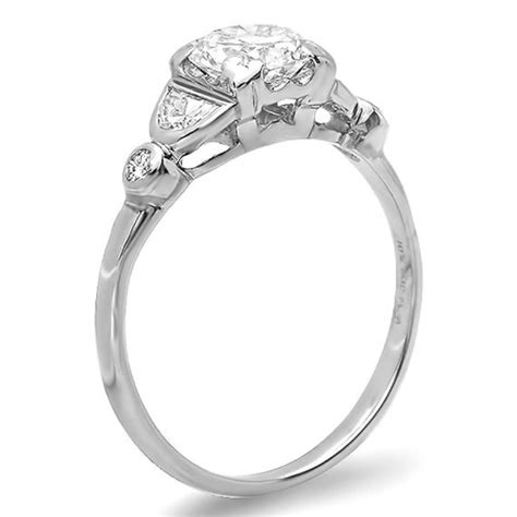 Platinum Estate Engagement Diamond Ring Etsy