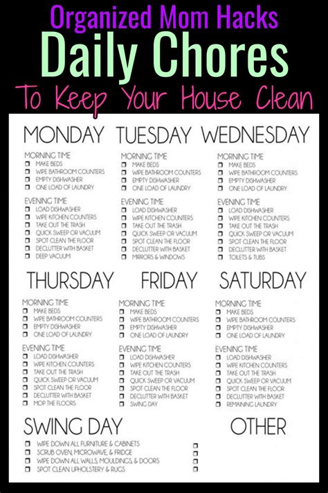 Organized Mom Hacks Daily Chores To Keep House Clean Daily Cleaning