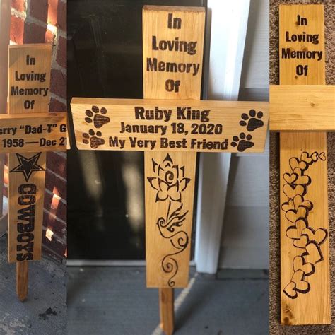 Memorial Wood Crosses Personalized Grave Markers Lost Loved Etsy