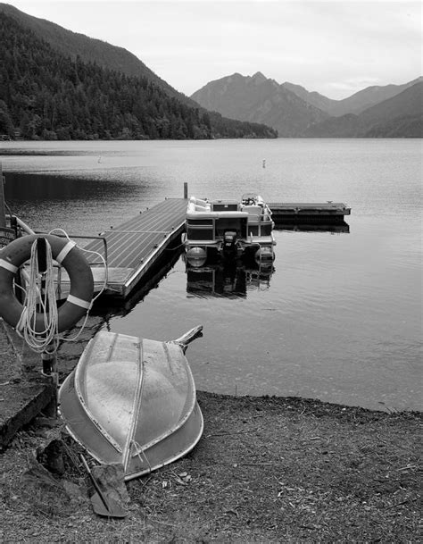 Black And White Dock On Lake Crescent Photograph By Dan Sproul