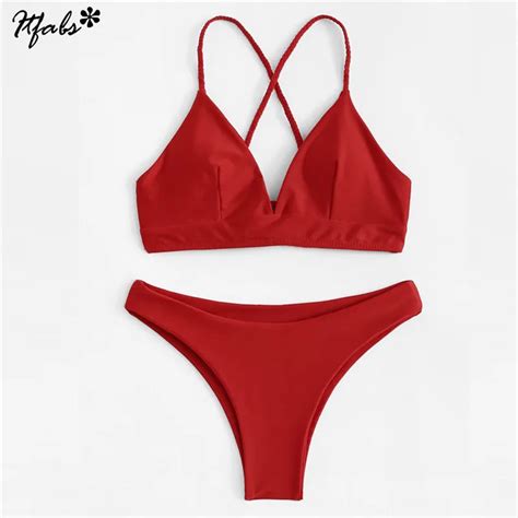 2019 Sexy Bikinis Women Bikini Set Solid Bandage Push Up Padded Swimwear Swimsuit Beachwear Pluz