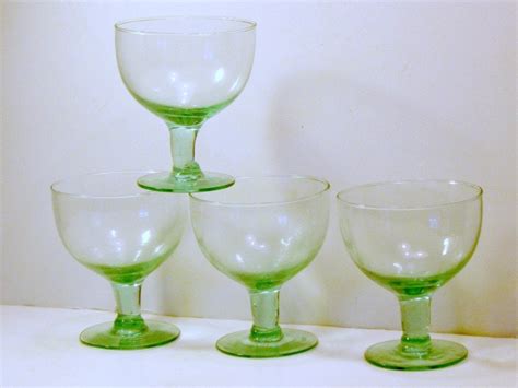 Vintage Mexican Margarita Glasses Vintage Hand Blown Glass