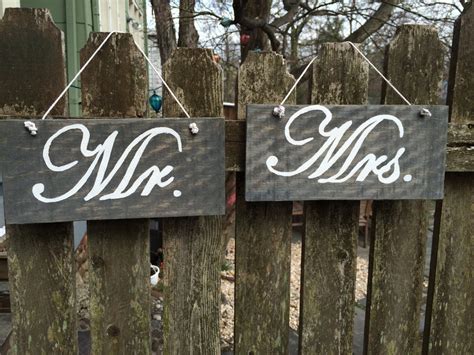 Mr And Mrs Rustic Wooden Chair Signs Wedding