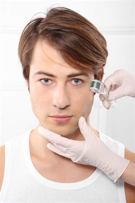 Cavitation Peelinghandsome Man Performs Mesotherapy Treatment Reducing