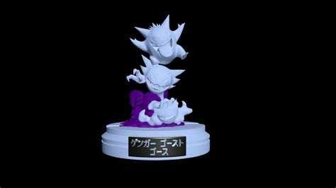 Stl File Pokemon Gastly Haunter And Gengar・model To Download And 3d