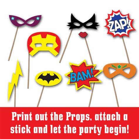 Superhero Photo Booth Props And Decorations Printable Props Etsy