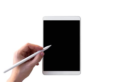 Isolated White Tablet With Hand And Pencil 8847322 Png