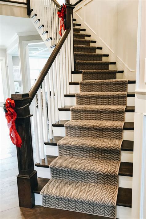 Painted And Stained Stairs With A Runner Stair Runner Ideas Carpet