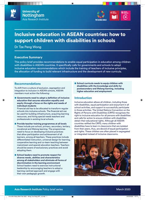 Pdf Inclusive Education In Asean Countries How To Support Children