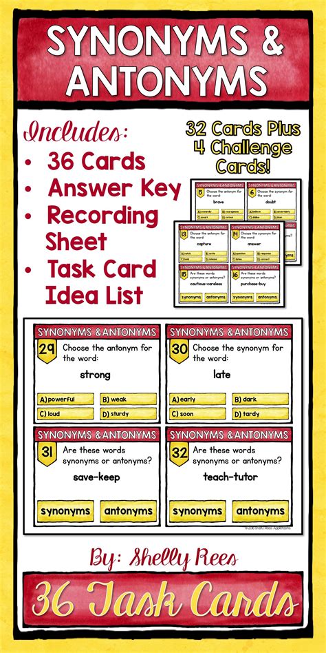 Ask someone for identification to determine whether he or she is old. Synonyms and Antonyms Task Cards | Synonyms, antonyms, Task cards, Word work