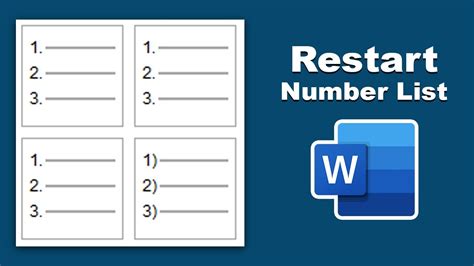 How To Restart Numbering List In Microsoft Word 2016 YouTube