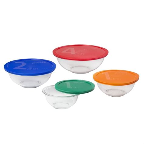 Smart Essentials 8 Piece Mixing Bowl Set With Lids Pyrex Everything Kitchens