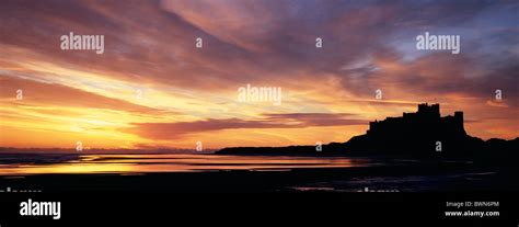 Bamburgh Castle At Sunrise Northumberland Stock Photo Alamy