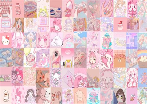 Kawaii Wall Collage Kit 100 Pcs Kawaii Collage Kit Anime Etsy