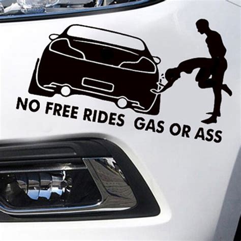 1pc Funny No Free Rides Gas Or Jdm Car Suv Window Decor Vinyl Decal