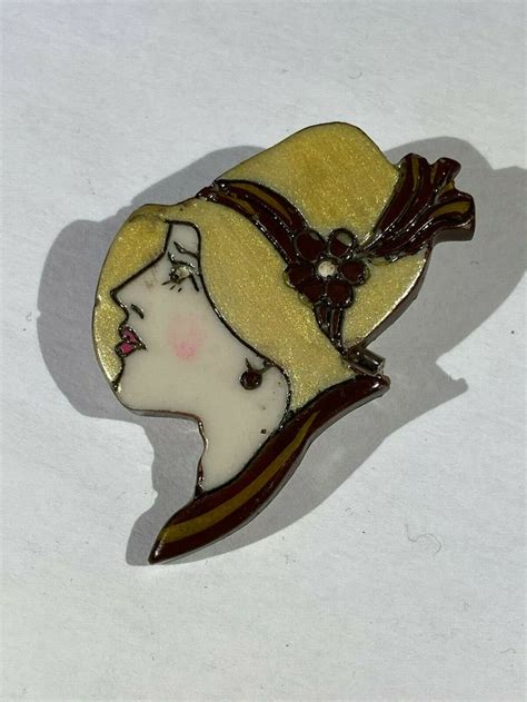 Vintage Celluloid 1930s Woman With Yellow Hat Flower Bonnet Etsy