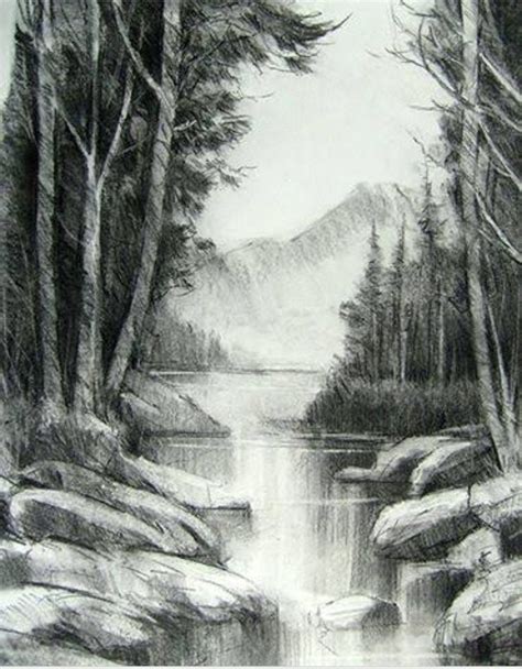 Landscape Pencil Drawings Nature Art Drawings Landscape Sketch Art