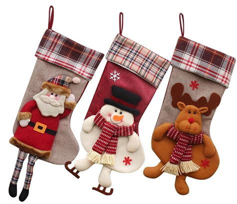 Classic Christmas Stockings 18″ Cute Santas Toys Stockings Plush 3d Christmas