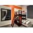 Contemporary Kids Room With Orange Accent Wall And Bunk Beds  HGTV