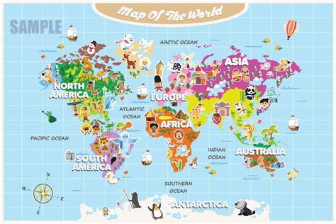 World Map For Kids Decal Cute And Colorful Fun Maps For Kids Maps