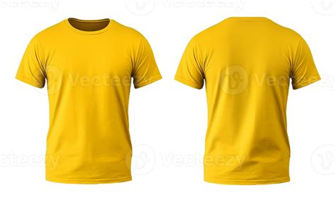 Plain Yellow T Shirt Mockup Template With View Front And Back